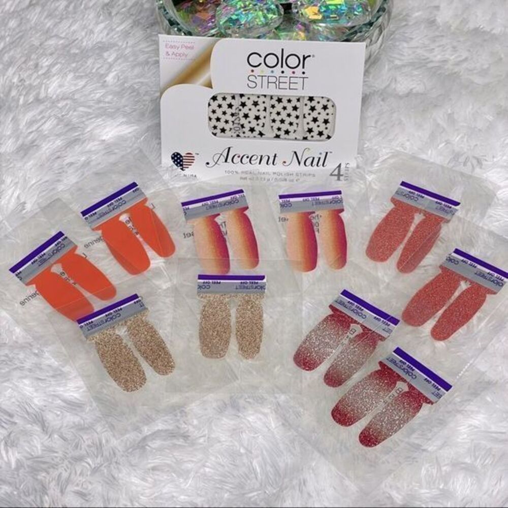 Color Street, Sunny Days Ahead, accent and twosie nail set, nail strips.